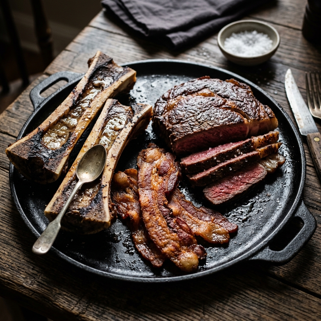 Delicious cooked meat display